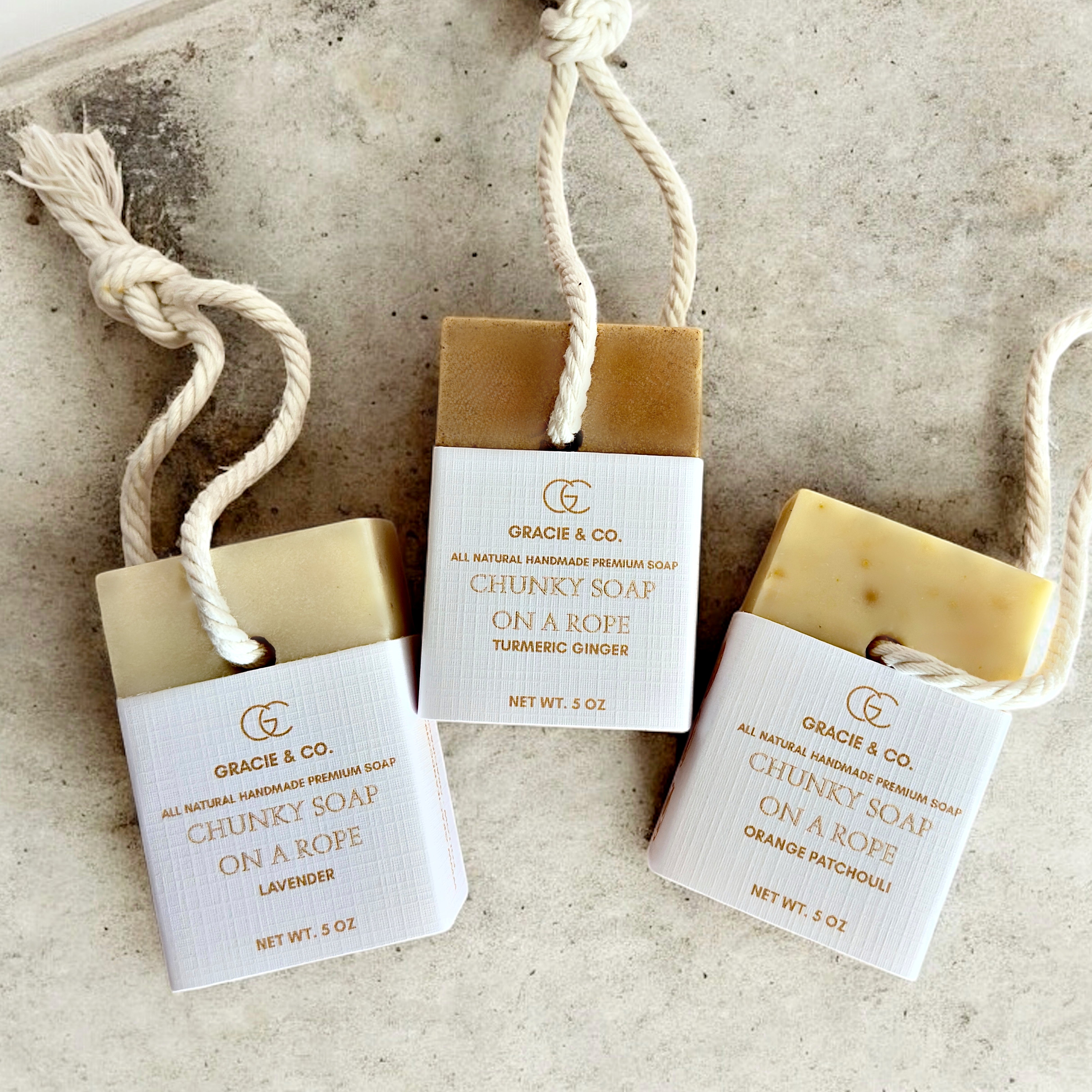 Chunky Soap On A Rope Cederwood Spearmint - Gracie & Co. 1942